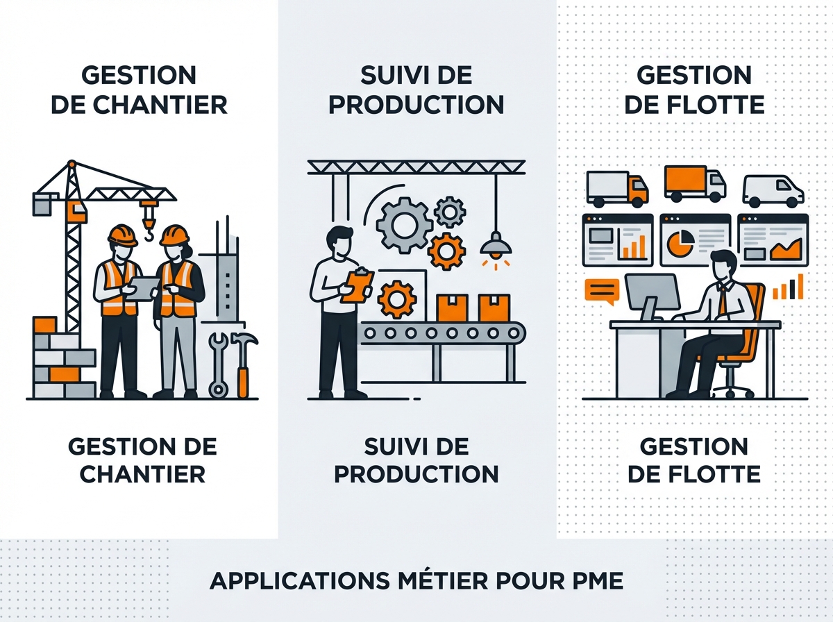 Exemples d'applications métier sur-mesure pour PME - BTP, industrie, gestion de parc, CRM